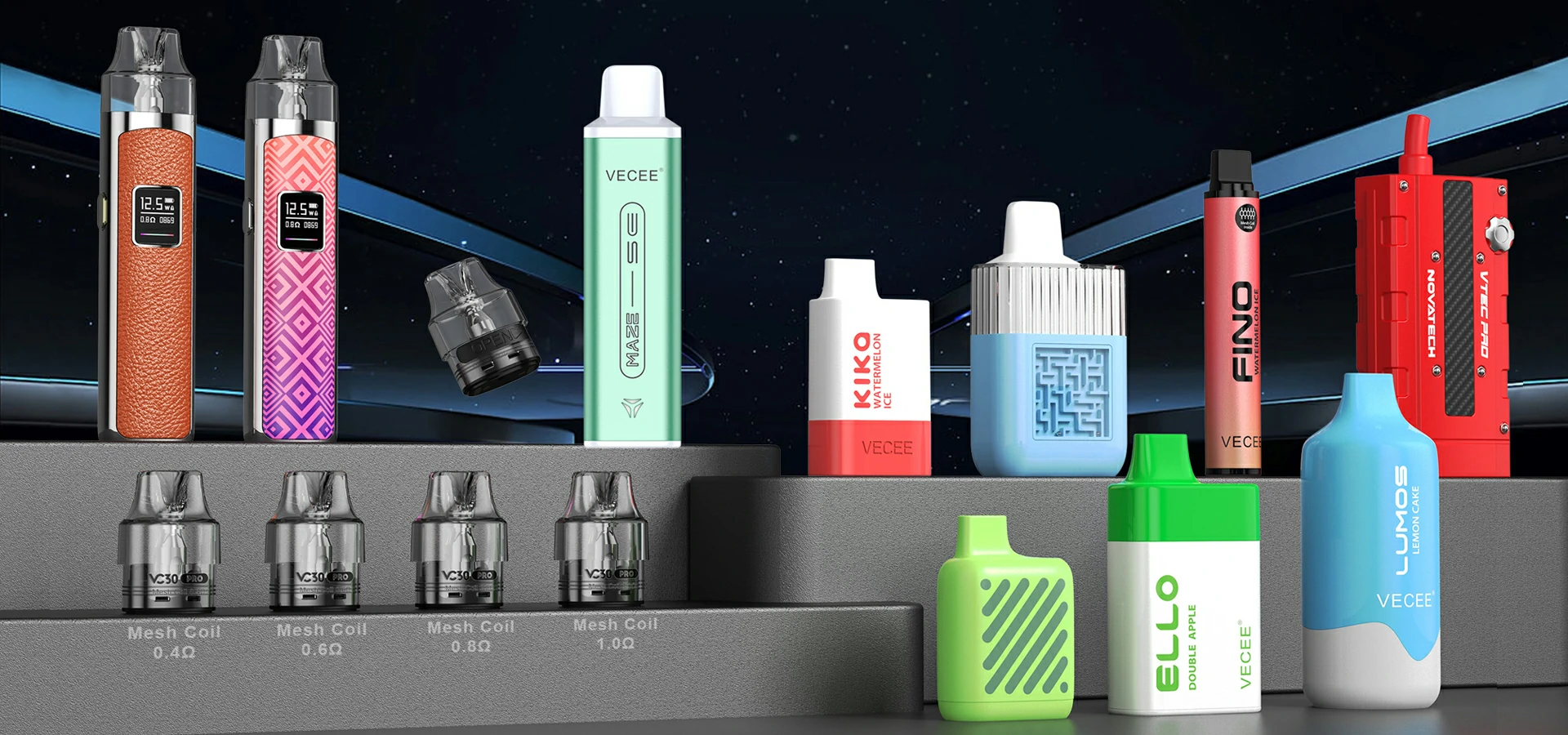 VECEE disposable vape products map